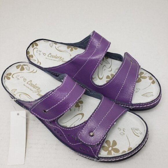 Coolers Premier Purple Leather Open Toe Sandals - Picture 4 of 12